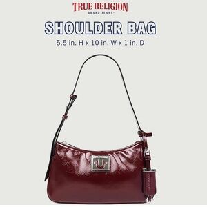 NWT True Religion Crinkle Finish Wine Shoulder Bag